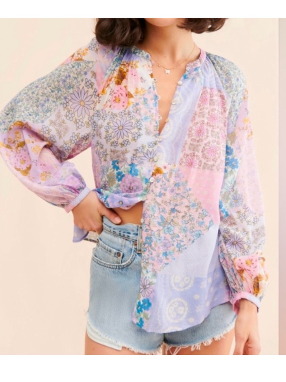 Spell Cha Cha Patchwork Blouse Size Small